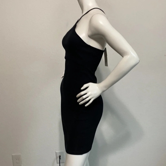 ZARA NEW Mini Dress Halter Neck Racerback Above Knee Stretch Black Size Medium - Picture 5 of 6